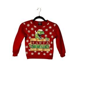 Quad seven kids, Santa claws, dinosaur Christmas sweatshirt, size small